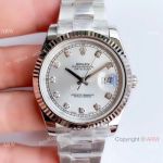 Noob Factory Swiss 3235 V3 Copy Rolex oyster Datejust II Silver Diamond Dial Watch